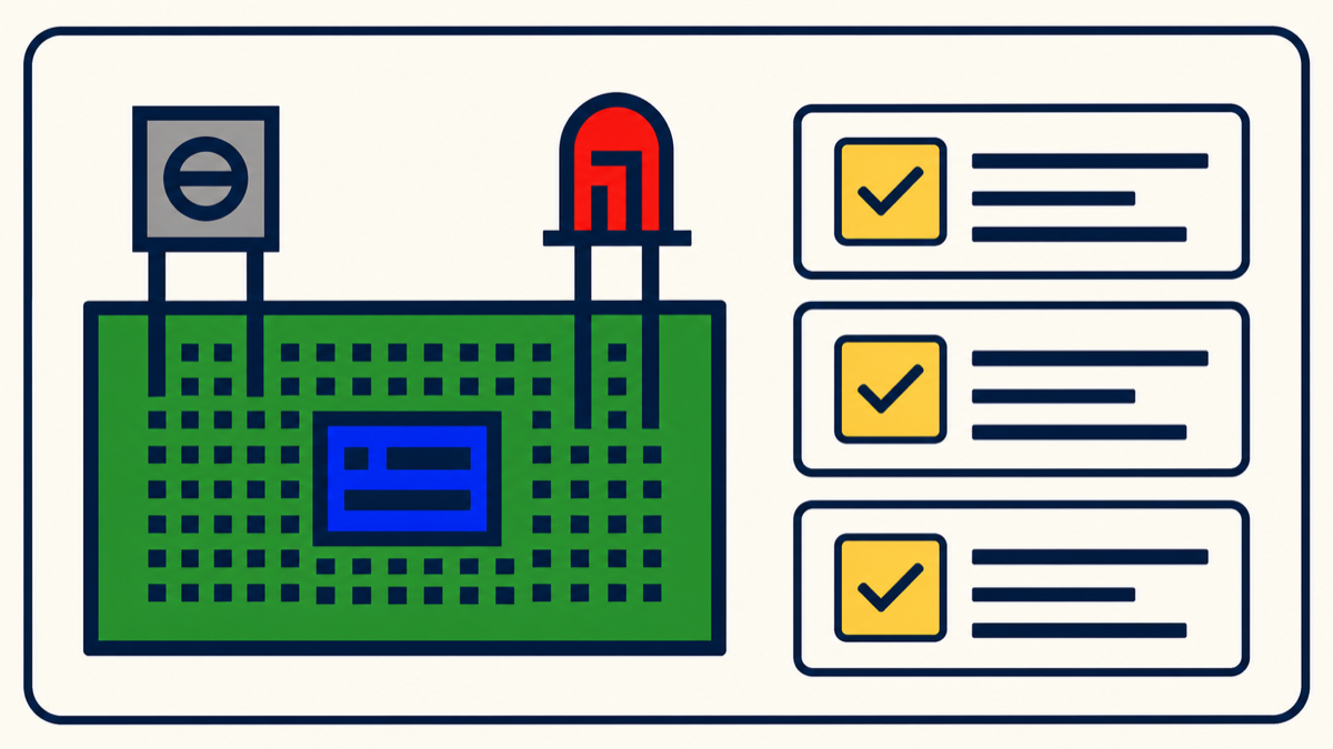 Clean circuit drawing with connected blocks and grid traces